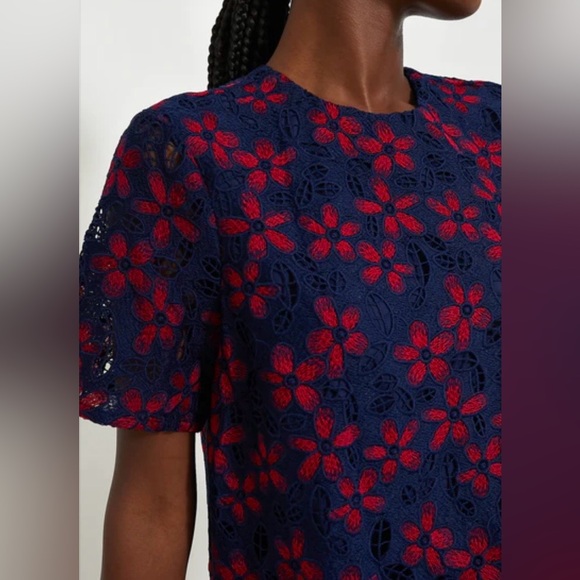 Tuckernuck Midnight Floral Lace Seraphina Dress Navy & Red NWT - Picture 2 of 8